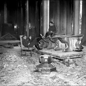 Two members of the Russian Red Army in the ruins of Adolf Hitler Two members of the Russian Red Army in the ruins of Adolf Hitler