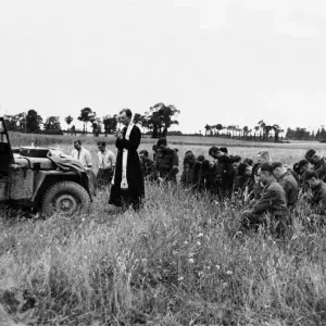 Print of British soldiers at a communion service in a field Print of British soldiers at a communion service in a field