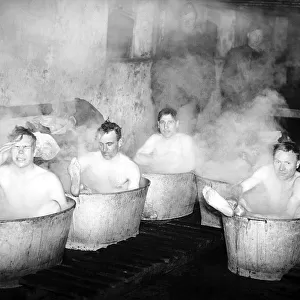 Men of the Dorset County Regiment with the B. E. F. enjoy a hot bath - 1940