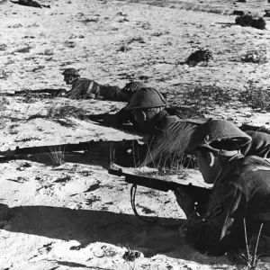 Men of the R. A. F. on the edge of an airfield during Second World War Men of the R. A. F. on the edge of an airfield during Second World War