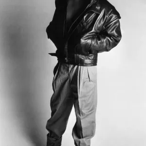Mens Fashions Spring 1985 Print - Black Leather Jacket