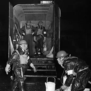 Merseyside ARP team seen here wearing their gas suits and masks during a gas