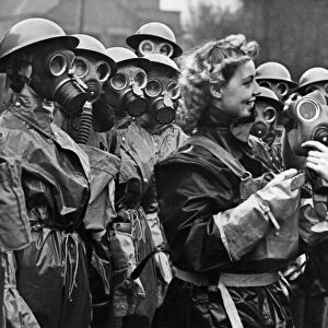 Merseyside ARP team seen here wearing their gas suits and masks. 8th December 1938