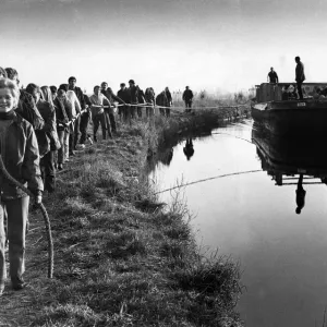 Merseyside Teenagers Pull 100-Year-Old Coal Barge Print Merseyside Teenagers Pull 100-Year-Old Coal Barge Print