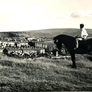 Merthyr - Dowlais - The young horserider looks across the Taff Valley at Dowlais Merthyr - Dowlais - The young horserider looks across the Taff Valley at Dowlais