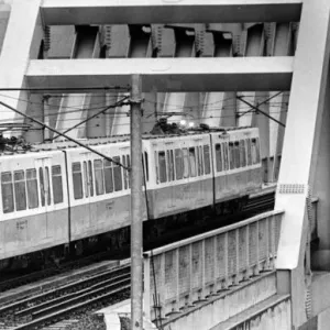 A Metro Train Print: A 1981 Photograph of a Train Crossing the Tyne Bridge A Metro Train Print: A 1981 Photograph of a Train Crossing the Tyne Bridge