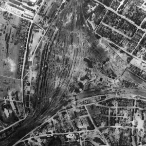 At Metz, in enemy occupied France, thee unit bay workshops and three locomotive