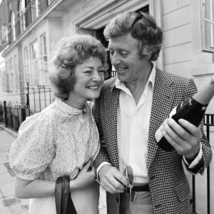 Michael Aspel and Lizzie Power Leaving Harley Street Clinic Print 5th June 1982 Michael Aspel and Lizzie Power Leaving Harley Street Clinic Print 5th June 1982