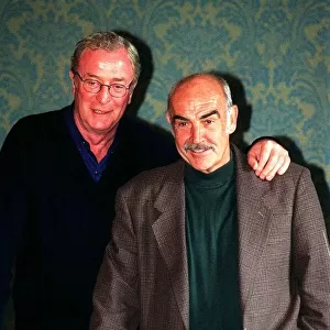 Michael Caine actor (L) and Sean Connery August 1997 face the press at the Caldonian