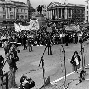 Michael Foot addressing rally in Trafalgar Square, London - March 1982 29 / 03 / 1982