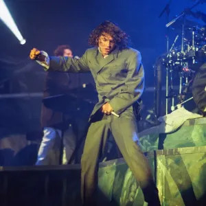 Michael Hutchence lead singer of INXS, pictured in concert - X Factor World Tour - Michael Hutchence lead singer of INXS, pictured in concert - X Factor World Tour -
