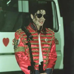 Michael Jackson seen here after perforiming on stage at Sheffield 10th July 1997