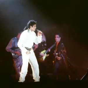 Michael Jackson seen here after perforiming on stage at Wembley during the Bad concert