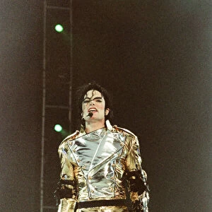 Michael Jackson seen here on stage in Sheffield. July 1997