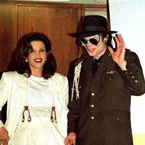 Michael Jackson and his wife Lisa Marie Presley arrive in Hungary August 1994