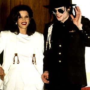 Michael Jackson and his wife Lisa Marie visit two childrenOs hospitals in Budapest