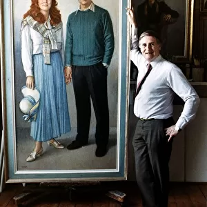 Michael Noakes Royal portrait painter standing in front of his portrait of