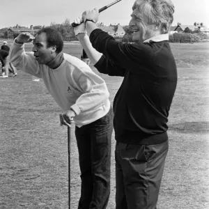 Michael Parkinson on the fairway at The Royal Liverpool Golf Club, Wirral Michael Parkinson on the fairway at The Royal Liverpool Golf Club, Wirral