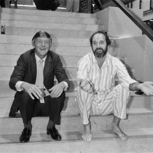 Michael Parkinson and John Cleese at the TV-am studios. 1983 Michael Parkinson and John Cleese at the TV-am studios. 1983