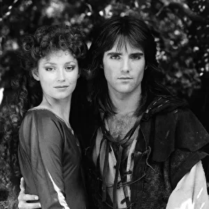 Michael Praed actor 23 who plays Robin Hood (L) and Judi Trott actress 20 who plays Maid