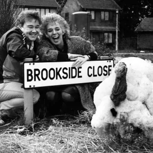 Michael and Sue with Trevor the Turkey Print, 6th November 1985 (00611) Michael and Sue with Trevor the Turkey Print, 6th November 1985 (00611)