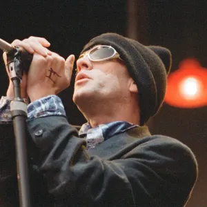 Michael Stipe, lead singer with the American Rock Group REM, perform at Cardiff Arms Park Michael Stipe, lead singer with the American Rock Group REM, perform at Cardiff Arms Park