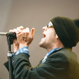 Michael Stipe, lead singer with the American Rock Group REM, perform at Cardiff Arms Park Michael Stipe, lead singer with the American Rock Group REM, perform at Cardiff Arms Park