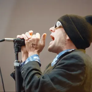 Michael Stipe, lead singer with the American Rock Group REM, perform at Cardiff Arms Park Michael Stipe, lead singer with the American Rock Group REM, perform at Cardiff Arms Park