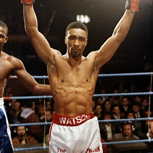 Michael Watson boxer celebrating his victory over Anthony Brown at York Hall