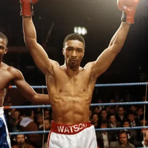 Michael Watson boxer celebrating his victory over Anthony Brown at York Hall