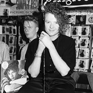 Mick Hucknall Singer of the pop group Simply Red at London record store