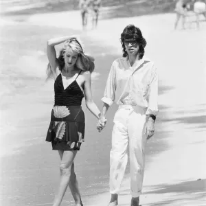 Mick Jagger and Jerry Hall at Gibbs Bay, Barbados Print 19th February 1987 Mick Jagger and Jerry Hall at Gibbs Bay, Barbados Print 19th February 1987