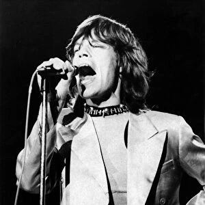 Mick Jagger, lead singer with The Rolling Stones, performing on The Rolling Stones