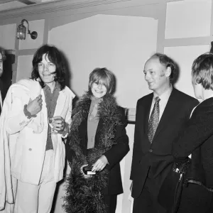 Mick Jagger and Marianne Faithfull talking to Lord and Lady Montagu at the premiere of Mick Jagger and Marianne Faithfull talking to Lord and Lady Montagu at the premiere of