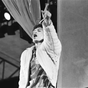 Mick Jagger of The Rolling Stones enjoys the moment with the audience Mick Jagger of The Rolling Stones enjoys the moment with the audience