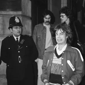 Mick Jagger of the Rolling Stones leaving court in London after he admitted possession of