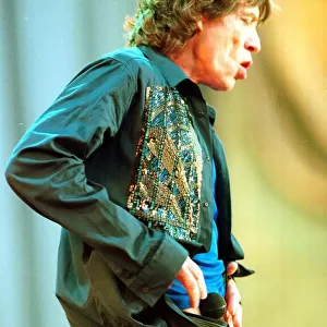Mick Jagger of The Rolling Stones, performing at Murrayfield Stadium. 4th June 1999