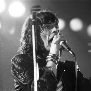 Mick Jagger and the Rolling Stones performing live in Leicester. 14th May 1976 Mick Jagger and the Rolling Stones performing live in Leicester. 14th May 1976
