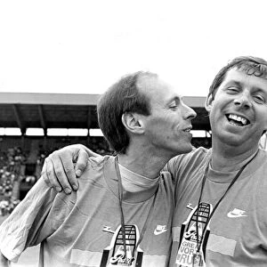 Micke McLeod and Brendan Foster at Gateshead Stadium in June 1987 20 / 06 / 87