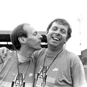 Micke McLeod and Brendan Foster at Gateshead Stadium in June 1987 20 / 06 / 87 Micke McLeod and Brendan Foster at Gateshead Stadium in June 1987 20 / 06 / 87