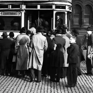 Manchester Tram Queue Chaos Print, Circa 1935