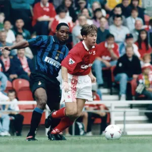 Middlebrough player Craig Hignett seen here in action against Paul Ince of Inter Milan in Middlebrough player Craig Hignett seen here in action against Paul Ince of Inter Milan in