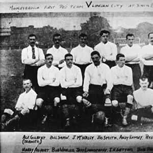 Middlesbrough first professionsl team 1899 - 1900 as they prepare to play Lincoln City