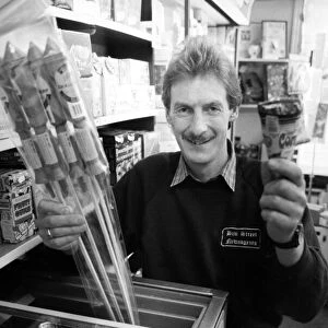 Middlesbrough newsagent Mel Taylor with his ice cream freezer which he has converted into