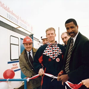 Middlesbrough players Robbie Mustoe and Chris Morris plus assistant manger Viv Anderson