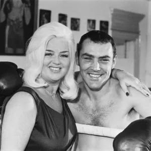 Former Middleweight Champion Alan Minter with singer and Actress Diana Dors at The Thomas