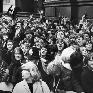 Midland Beatles Fans Queue for Birmingham Concert Print 1963 Midland Beatles Fans Queue for Birmingham Concert Print 1963