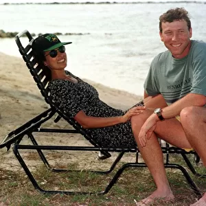 Mike Atherton Cricket with his new Girlfriend Isobell on Holiday in Jamaica at the Half