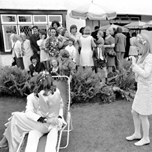 Mike McCartneys Wedding. Paul and Jane Asher pictured with Mike in white suit