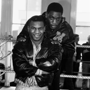 Mike Tyson meets Frank Bruno. Tysons in London to see Frank Bruno against James Mike Tyson meets Frank Bruno. Tysons in London to see Frank Bruno against James
